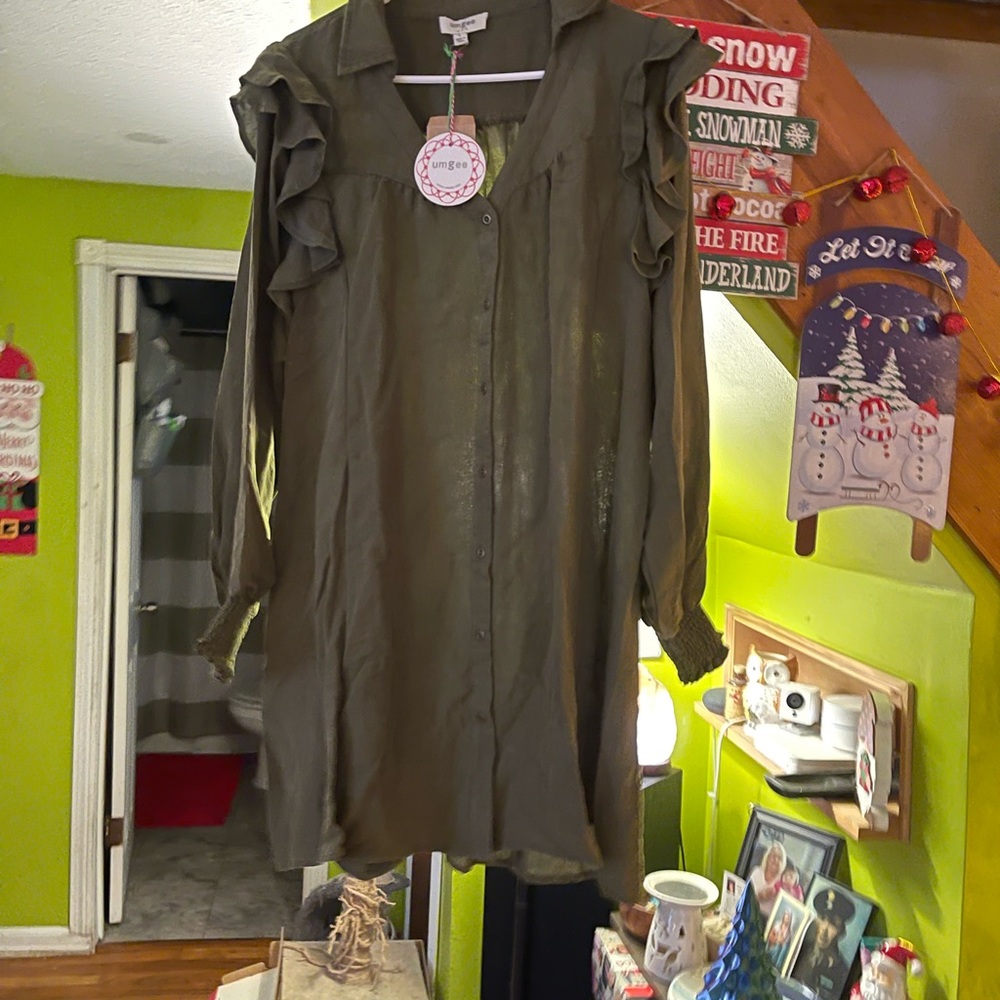 Umgee Olive Long Sleeve Dress